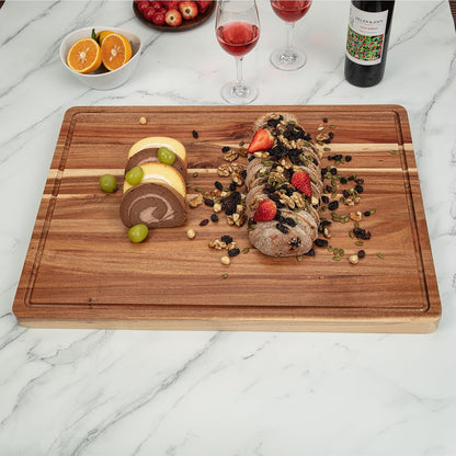 24 x 18 In Acacia Cutting Boardfor Kitchen, XXL Extra Large Charcuterie Cheese Platter Serving Tray, Food Prep and Serving Boards, Chopping Boards for Meal Vegetables and Cheese