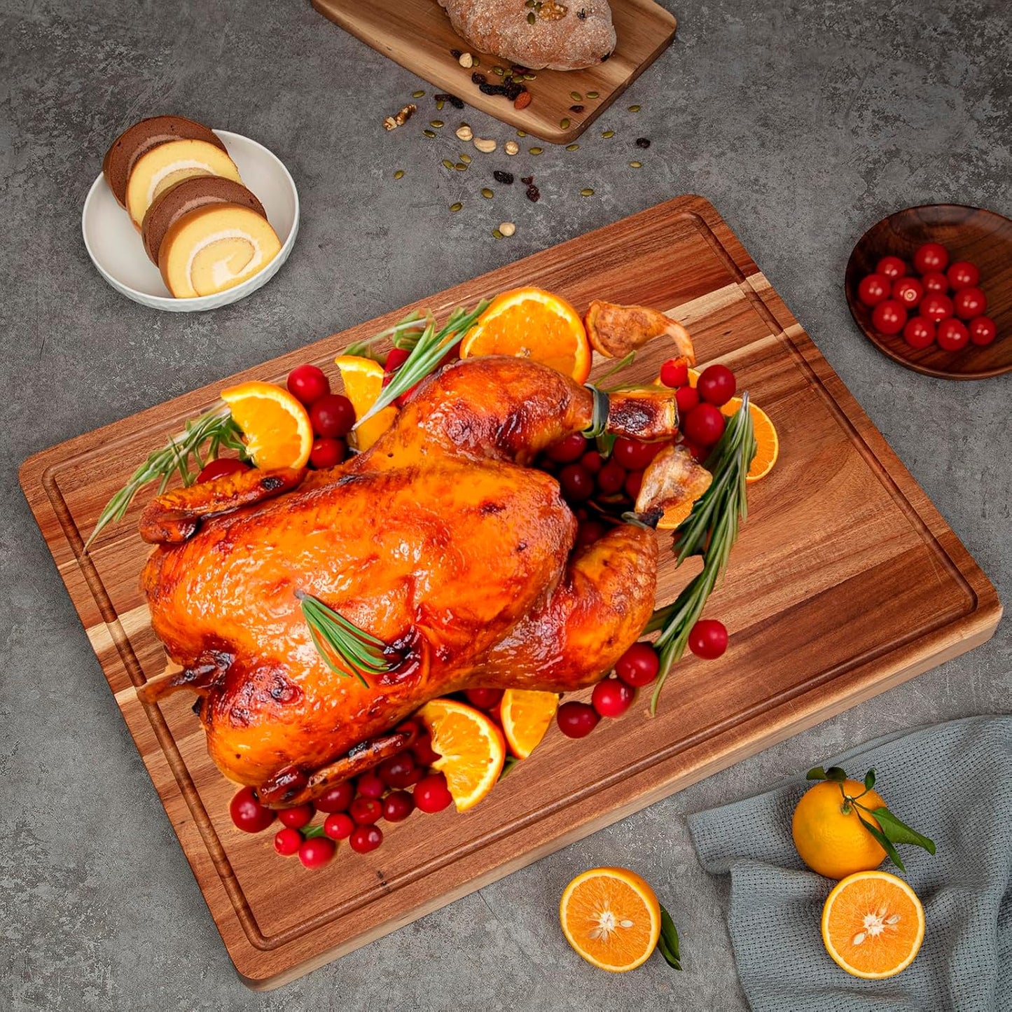 24 x 18 In Acacia Cutting Boardfor Kitchen, XXL Extra Large Charcuterie Cheese Platter Serving Tray, Food Prep and Serving Boards, Chopping Boards for Meal Vegetables and Cheese