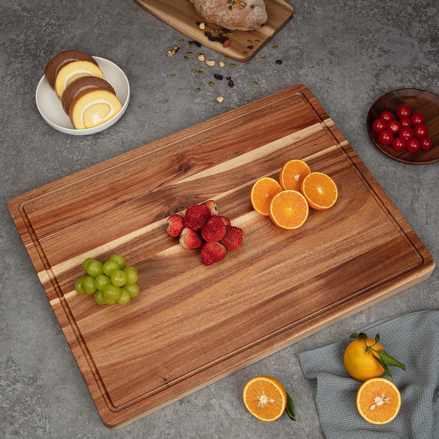 24 x 18 In Acacia Cutting Boardfor Kitchen, XXL Extra Large Charcuterie Cheese Platter Serving Tray, Food Prep and Serving Boards, Chopping Boards for Meal Vegetables and Cheese