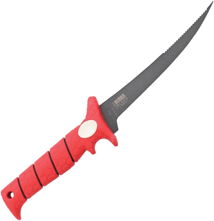 Tapered Flex Fillet Knife with Sperrated Spine 7" with Non-Slip Grip, Corrosion-Resistant Stainless Steel for Filleting, Fishing, Outdoors