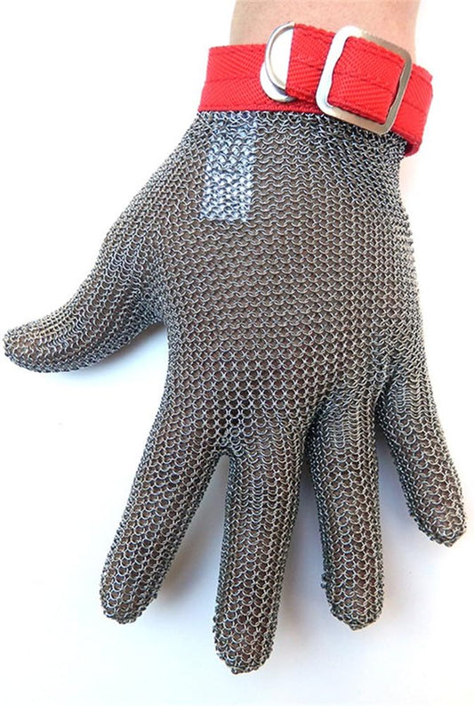 Inf-way 304L Brushed Stainless Steel Mesh Cut Resistant Chain Mail Gloves Kitchen Butcher Working Safety Glove 1pcs