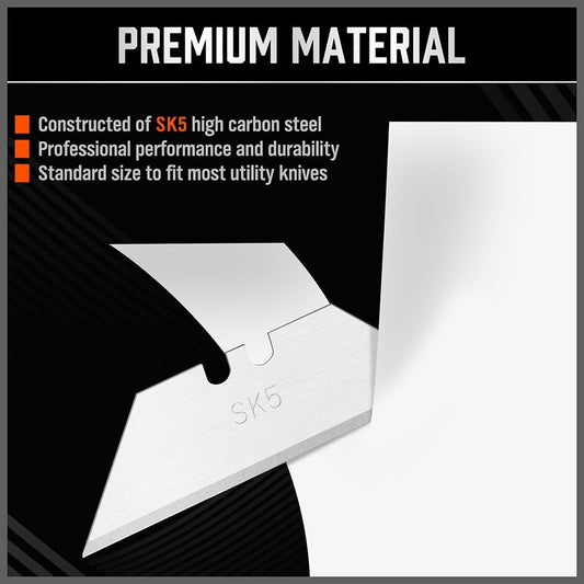Pack Of 100 Utility Knife Blades, Box Cutter Blades Replacement with Dispenser, SK5 Carbon Steel