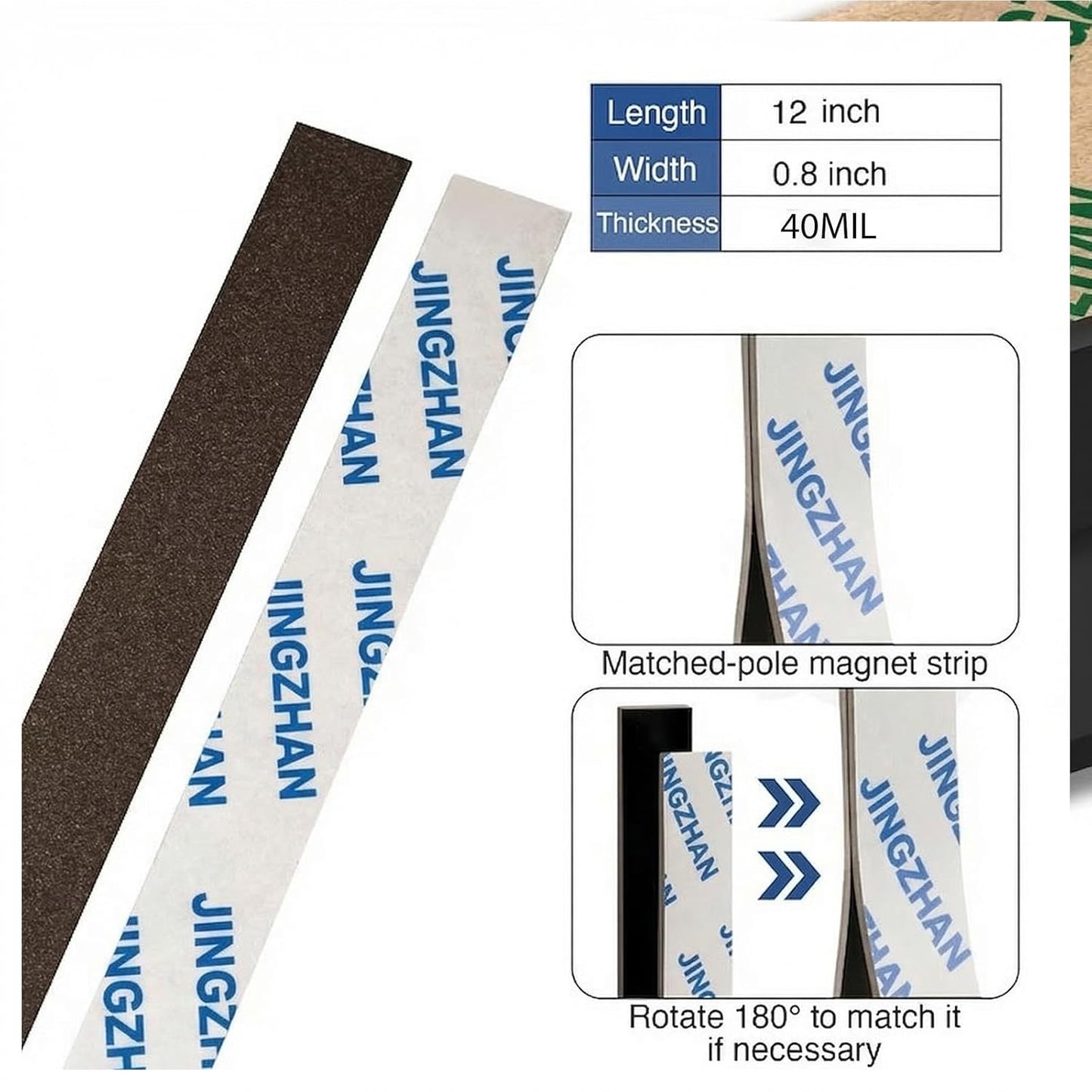 Heavy Duty Magnetic Tape with Adhesive - 12" x 0.8" Strong NdFeB Magnetic Strips (3 Pack), Flexible & Cuttable for Tools, Whiteboard, Fridge, Garage, DIY Projects