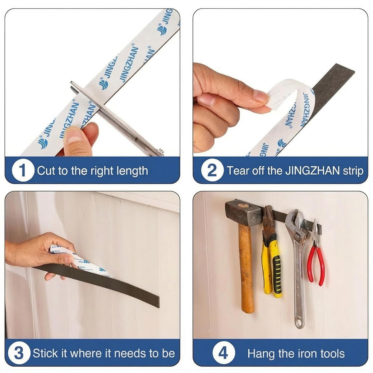 Heavy Duty Magnetic Tape with Adhesive - 12" x 0.8" Strong NdFeB Magnetic Strips (3 Pack), Flexible & Cuttable for Tools, Whiteboard, Fridge, Garage, DIY Projects