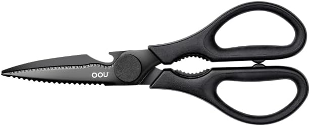 Scissors Titanium Kitchen Scissors Heavy Duty, Scissors all Purpose with Bottle Opener & Nutcracker, Dishwasher Safe Kitchen Shears for Meat, Chicken, Vegetables, Seafood & Herbs, Black