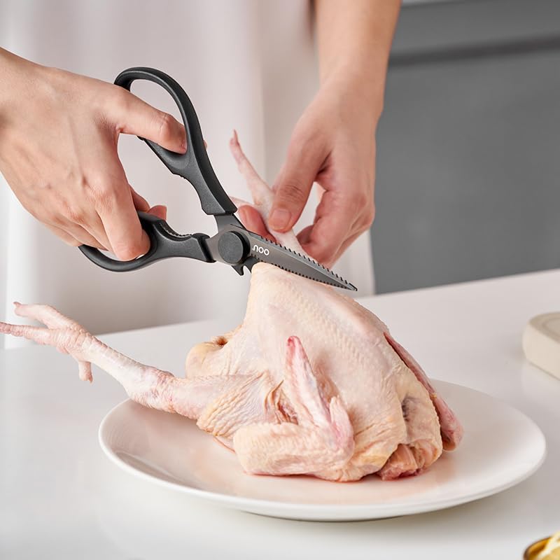 Scissors Titanium Kitchen Scissors Heavy Duty, Scissors all Purpose with Bottle Opener & Nutcracker, Dishwasher Safe Kitchen Shears for Meat, Chicken, Vegetables, Seafood & Herbs, Black