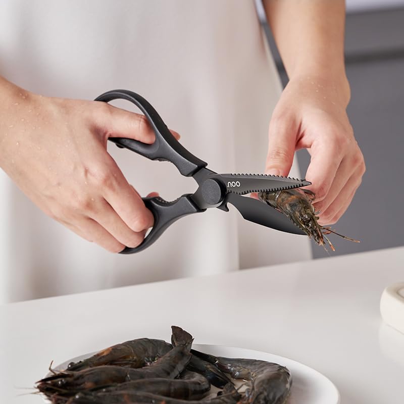 Scissors Titanium Kitchen Scissors Heavy Duty, Scissors all Purpose with Bottle Opener & Nutcracker, Dishwasher Safe Kitchen Shears for Meat, Chicken, Vegetables, Seafood & Herbs, Black