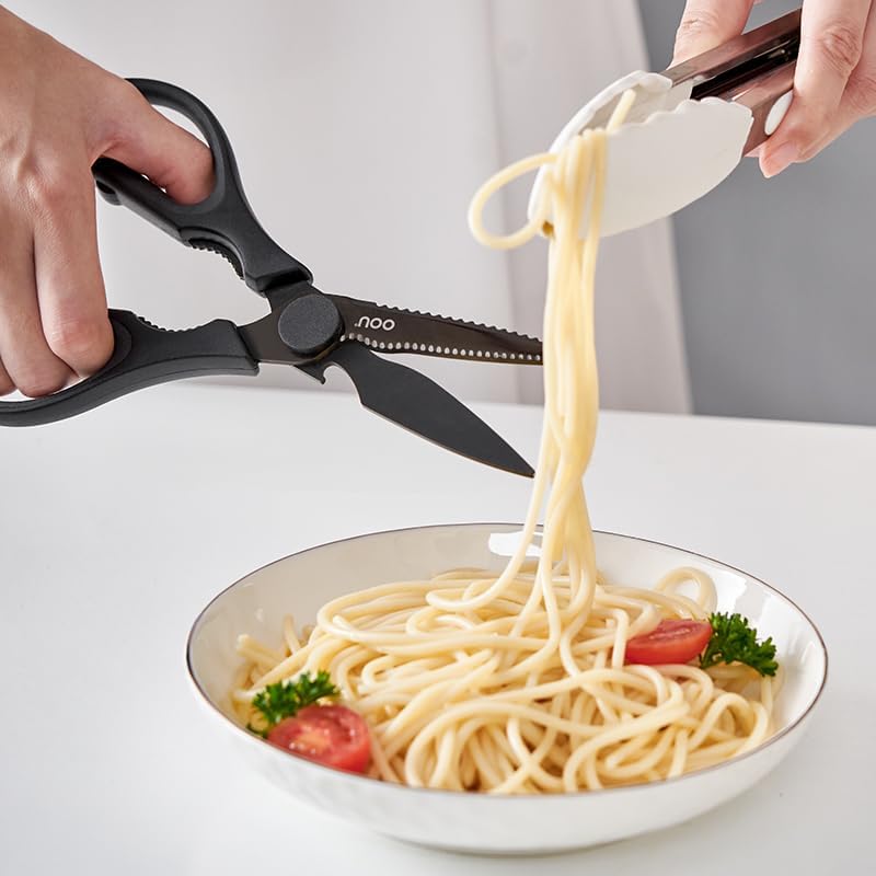 Scissors Titanium Kitchen Scissors Heavy Duty, Scissors all Purpose with Bottle Opener & Nutcracker, Dishwasher Safe Kitchen Shears for Meat, Chicken, Vegetables, Seafood & Herbs, Black