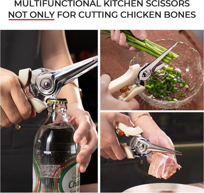 Scissors Titanium Kitchen Scissors Heavy Duty, Scissors all Purpose with Bottle Opener & Nutcracker, Dishwasher Safe Kitchen Shears for Meat, Chicken, Vegetables, Seafood & Herbs, Black