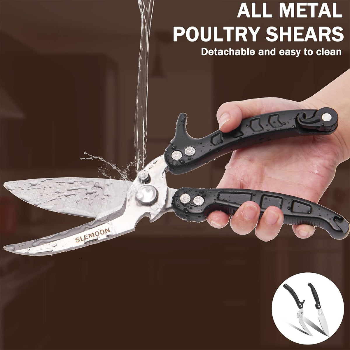 Heavy Duty Kitchen Poultry Shears Black,2pcs set