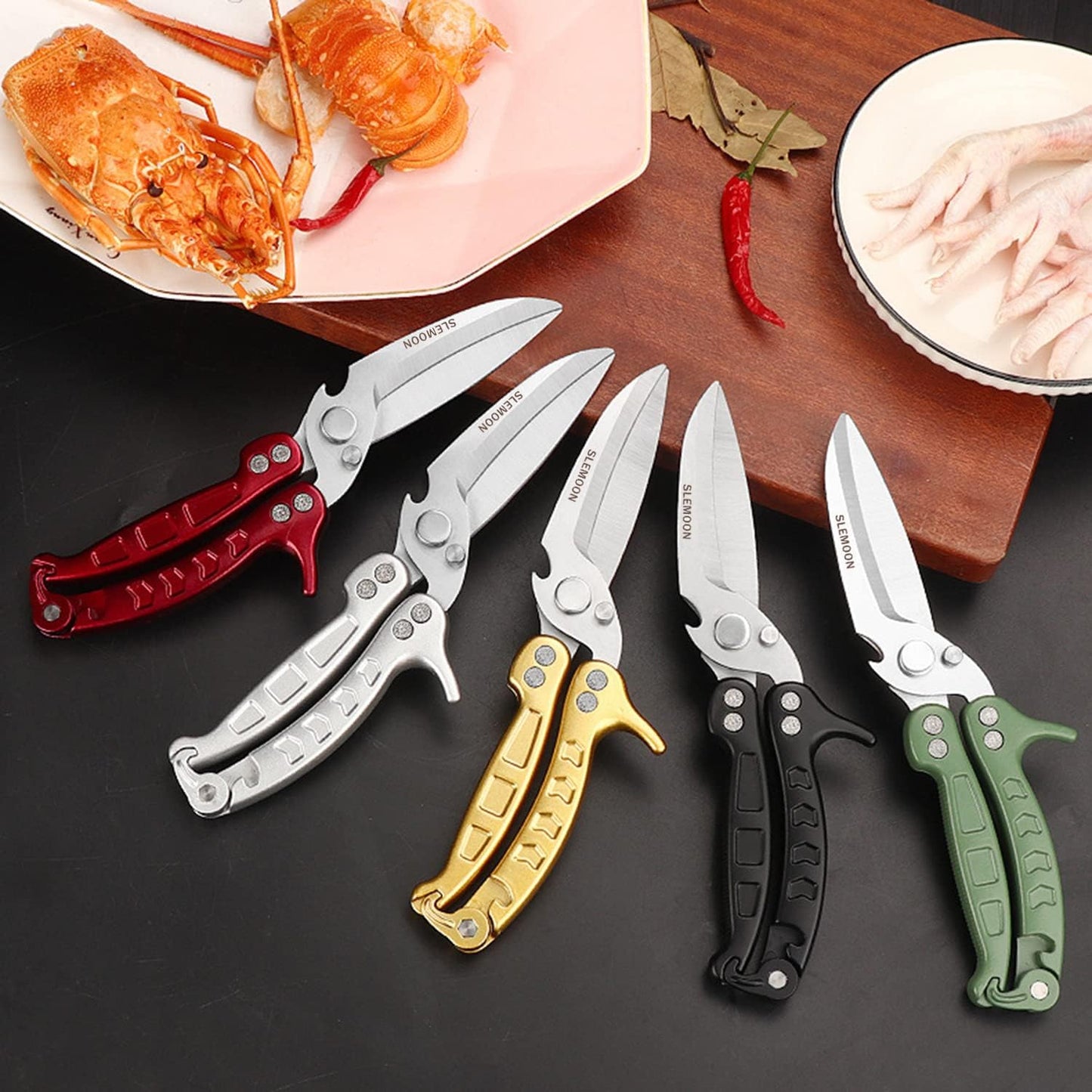 Heavy Duty Kitchen Poultry Shears Black,2pcs set