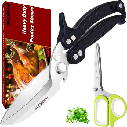 Heavy Duty Kitchen Poultry Shears Black,2pcs set