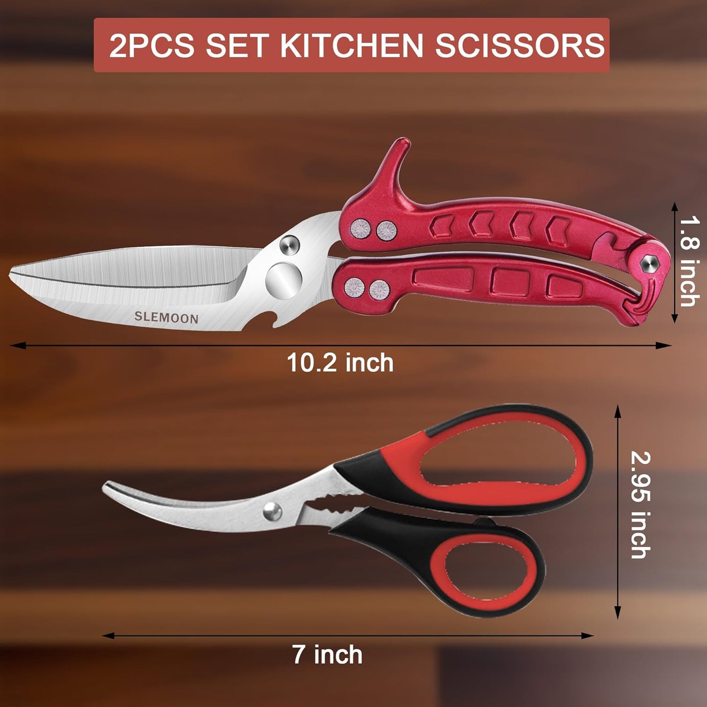 Heavy Duty Kitchen Poultry Shears Black,2pcs set