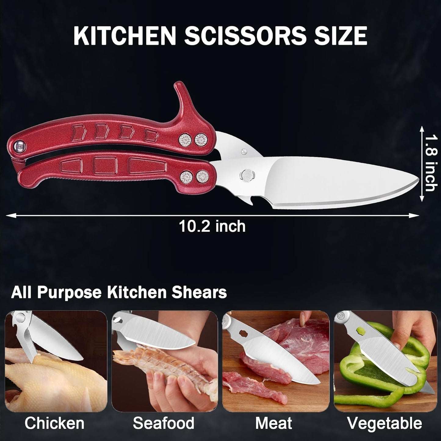 Heavy Duty Kitchen Poultry Shears Black,2pcs set