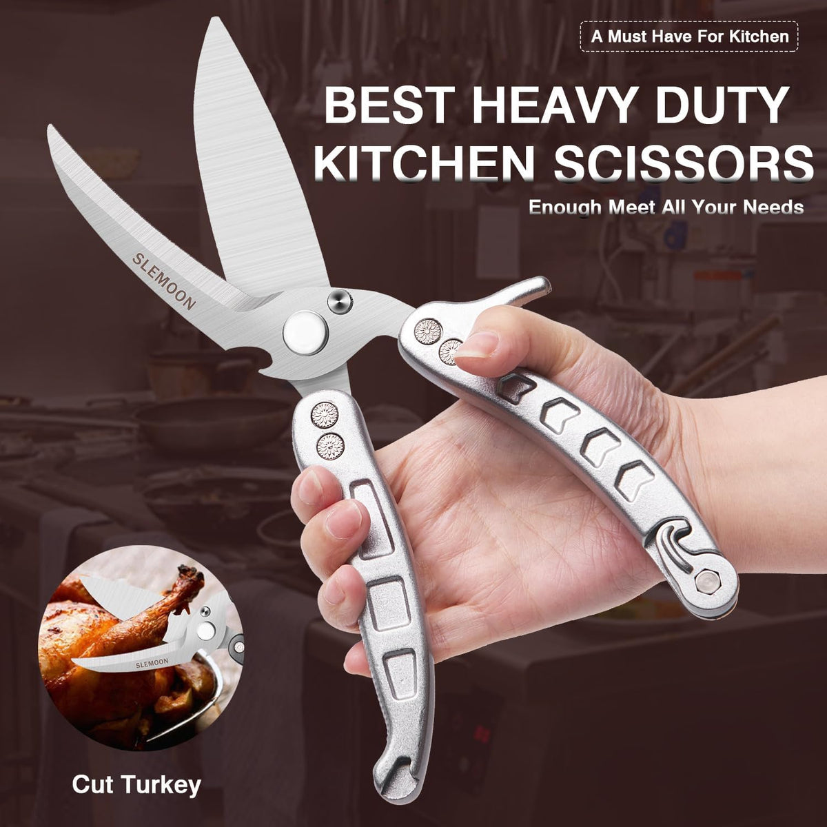 Heavy Duty Kitchen Poultry Shears Black,2pcs set