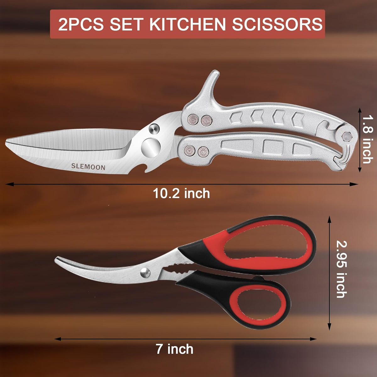 Heavy Duty Kitchen Poultry Shears Black,2pcs set