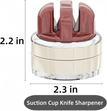 Kitchen Knife Sharpener with Suction base for Hands Free,Compact Pocket Knife Sharpeners,All-in-one Professional Knife Sharpener Tool Suitable for: Kitchen Knives,Cleaver,Fruit Knives(Red)