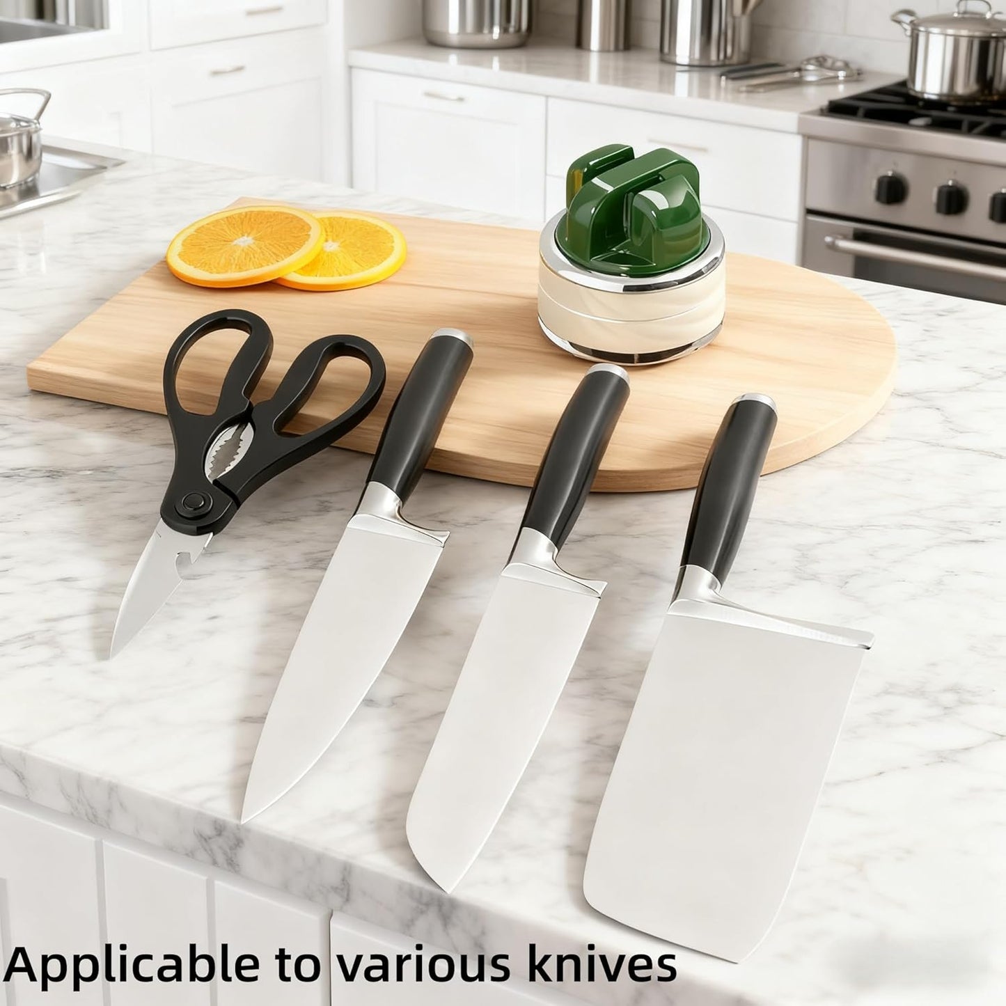 Kitchen Knife Sharpener with Suction base for Hands Free,Compact Pocket Knife Sharpeners,All-in-one Professional Knife Sharpener Tool Suitable for: Kitchen Knives,Cleaver,Fruit Knives(Red)