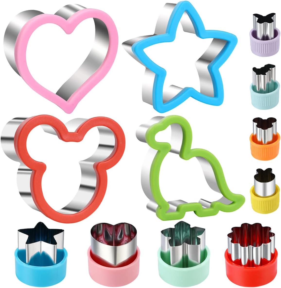 Sandwich Cookie Cutters Set, Dinosaur,Heart,Star,Mouse,Sandwich Knife Cookie Knife Vegetable Cutter Food Grade Cookie Mould.(12Pcs)
