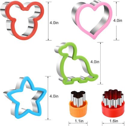Sandwich Cookie Cutters Set, Dinosaur,Heart,Star,Mouse,Sandwich Knife Cookie Knife Vegetable Cutter Food Grade Cookie Mould.(12Pcs)