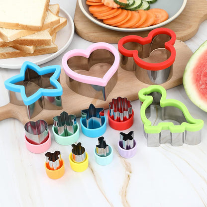 Sandwich Cookie Cutters Set, Dinosaur,Heart,Star,Mouse,Sandwich Knife Cookie Knife Vegetable Cutter Food Grade Cookie Mould.(12Pcs)