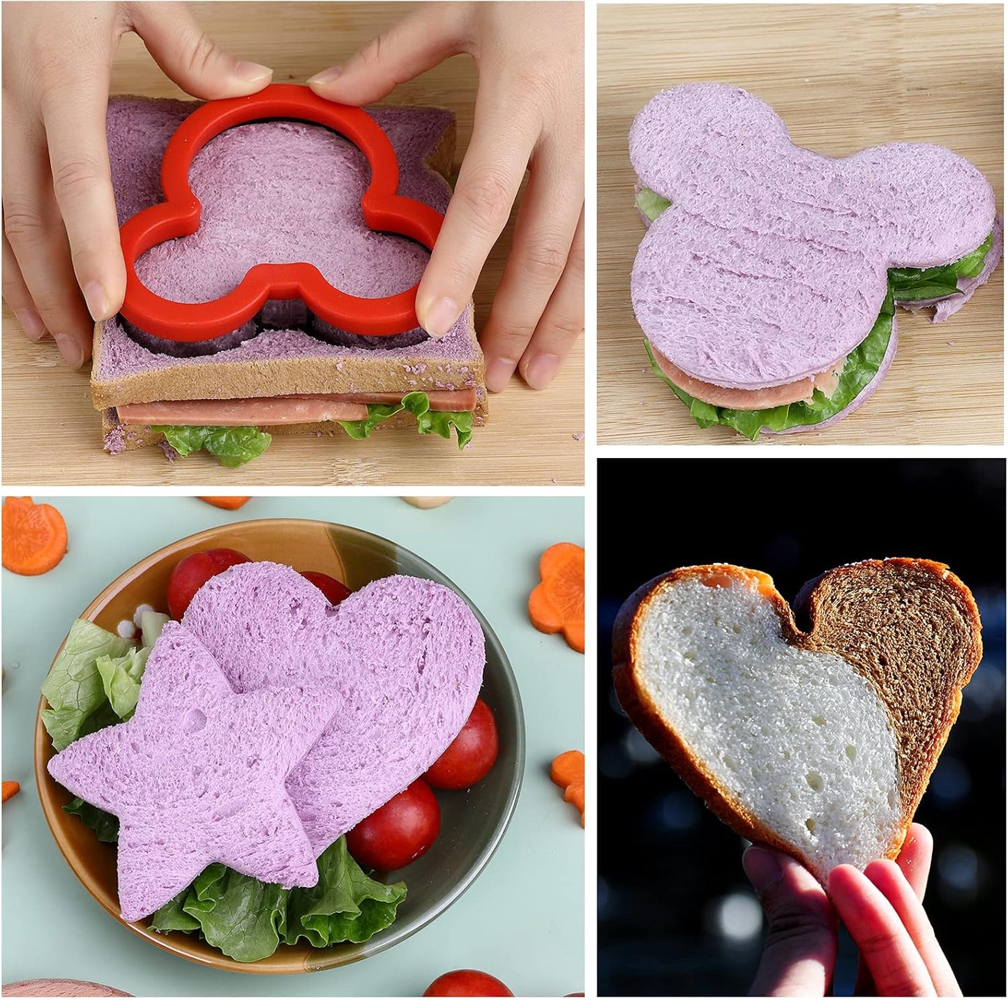 Sandwich Cookie Cutters Set, Dinosaur,Heart,Star,Mouse,Sandwich Knife Cookie Knife Vegetable Cutter Food Grade Cookie Mould.(12Pcs)