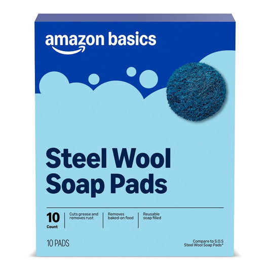 Steel Wool Soap Pads, Reusable, Cuts Grease and Removes Rust, 10 Count, Pack of 1