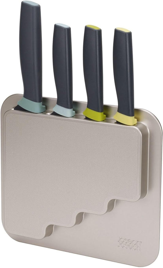 DoorStore Knives Elevate Set with Knife Block 3M Adhesive Wall and Cabinet Door Mount, 5-piece Opal