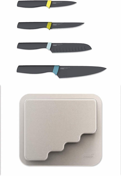 DoorStore Knives Elevate Set with Knife Block 3M Adhesive Wall and Cabinet Door Mount, 5-piece Opal