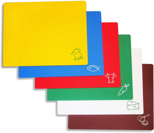 Flexible Cutting Board Set, Assorted Colors, BPA-Free Plastic, 6 Count