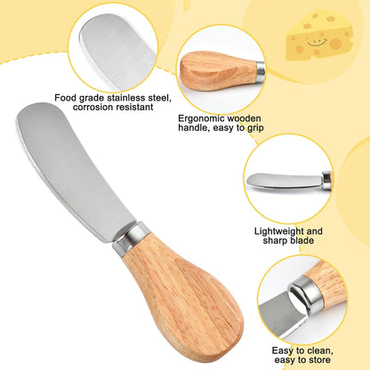 50 Pcs Cheese Spreader Knives, 4.72 Inch Cheese Spreader Knives with Wooden Handle, Stainless Steel Cheese Knives for Charcuterie Board, Sandwich, Appetizers, Cocktail Spreading