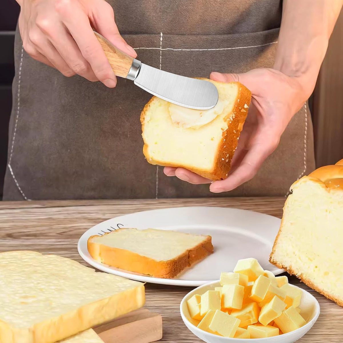 50 Pcs Cheese Spreader Knives, 4.72 Inch Cheese Spreader Knives with Wooden Handle, Stainless Steel Cheese Knives for Charcuterie Board, Sandwich, Appetizers, Cocktail Spreading