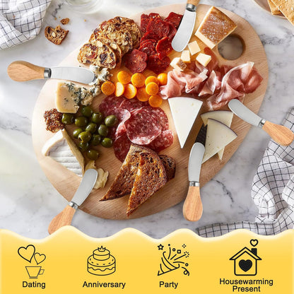 50 Pcs Cheese Spreader Knives, 4.72 Inch Cheese Spreader Knives with Wooden Handle, Stainless Steel Cheese Knives for Charcuterie Board, Sandwich, Appetizers, Cocktail Spreading