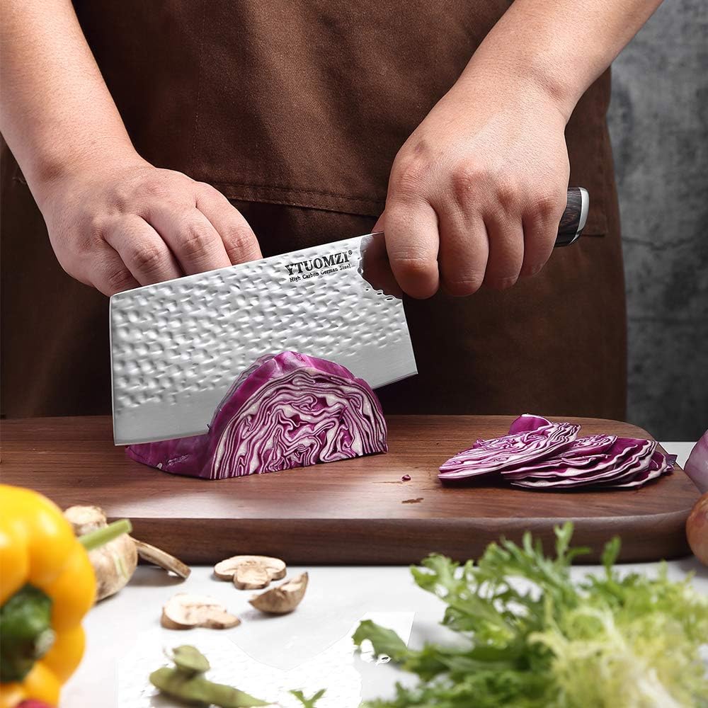 Non-stick Cleaver Knife 7-inch, Chinese Chef's Knife for Kitchen, High Carbon German Stainless Steel Vegetable Chopping Knife, China Chopper | CaiDao, Ergonomic Handle, Gift Boxed (7" Meat Cleaver)