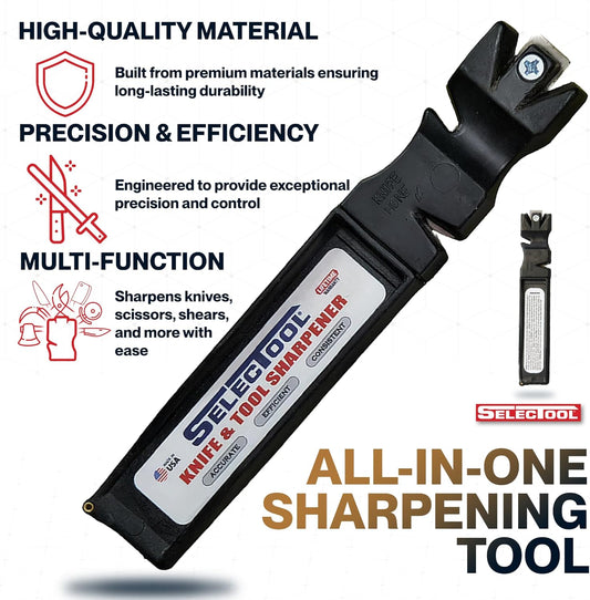 Multi-Purpose Knife & Tool Sharpener – Manual Sharpener for Kitchen Knives, Pocket Knives, Scissors, Axes & Garden Tools – Made in USA, 1 Pc