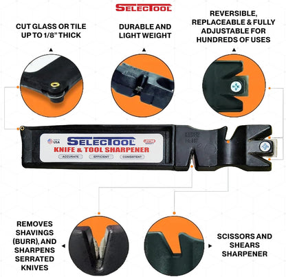 Multi-Purpose Knife & Tool Sharpener – Manual Sharpener for Kitchen Knives, Pocket Knives, Scissors, Axes & Garden Tools – Made in USA, 1 Pc