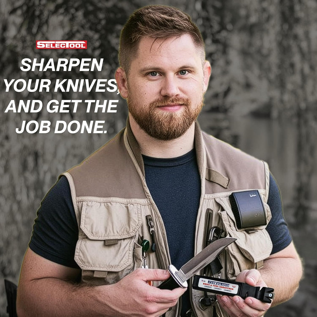Multi-Purpose Knife & Tool Sharpener – Manual Sharpener for Kitchen Knives, Pocket Knives, Scissors, Axes & Garden Tools – Made in USA, 1 Pc