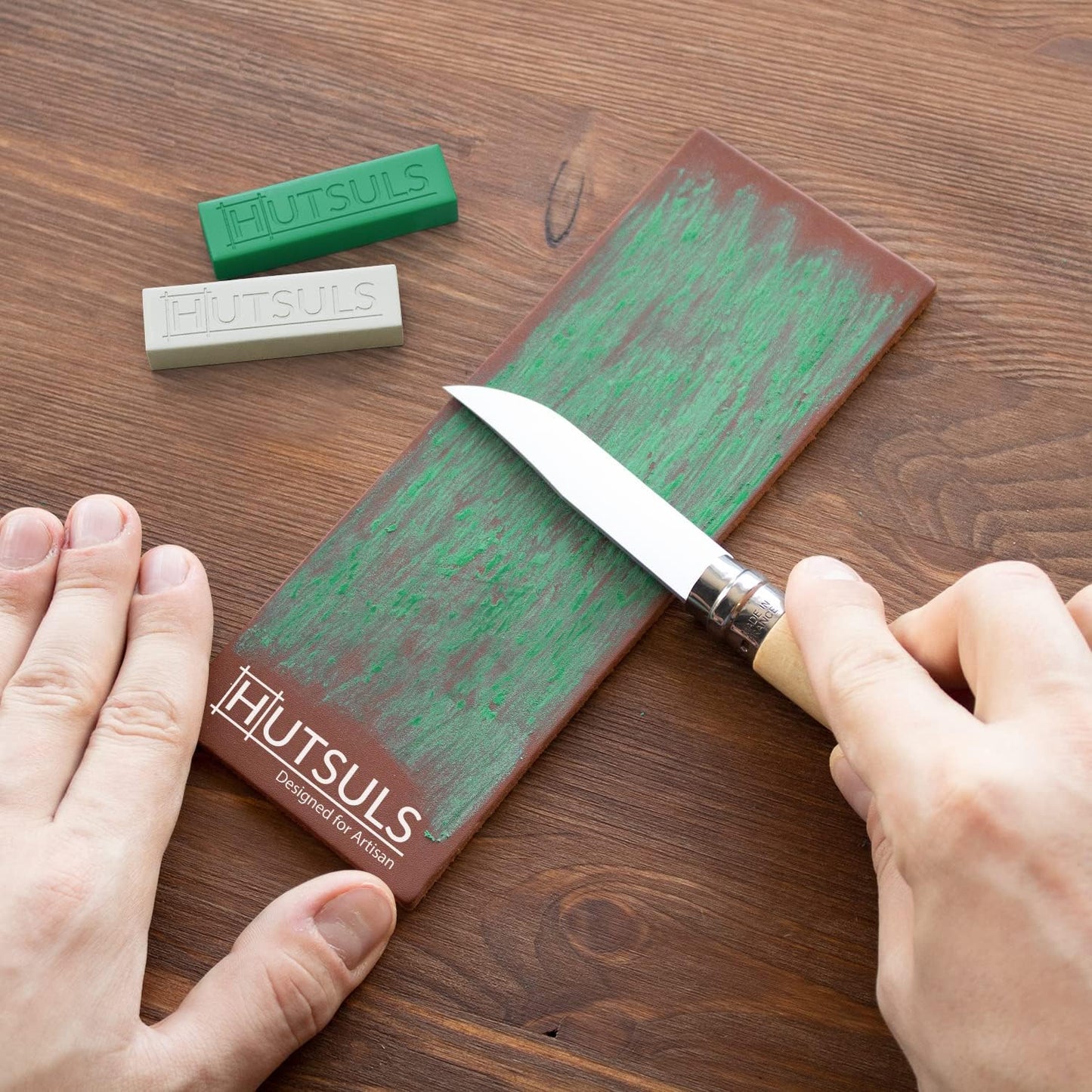 White & Green Strop Compound - Total 5 Oz Get Razor Sharp Edge with Green Honing Compound for Strop, Easy to Use Green & White Stropping Compound for Knives Guide, White Polishing Compound Bar