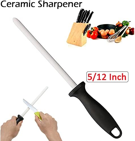 12 Inch Ceramic Knife Sharpener Honing Rod,Professional Knife Sharpening Tool,Ceramic Honing Rod for Chef's Knife and Kitchen Knife