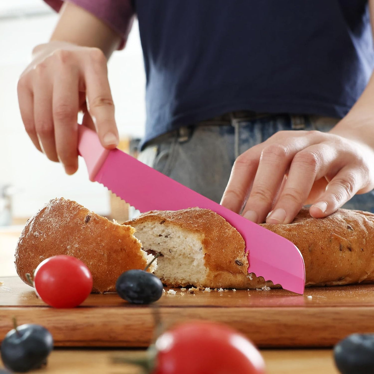 15 Pieces Kitchen Knife Set with Built-in Sharpening Wooden Block, Dishwasher Safe, High Carbon Stainless Steel Knife Block Set with Steak Knives, Kitchen Scissors, Hot Pink