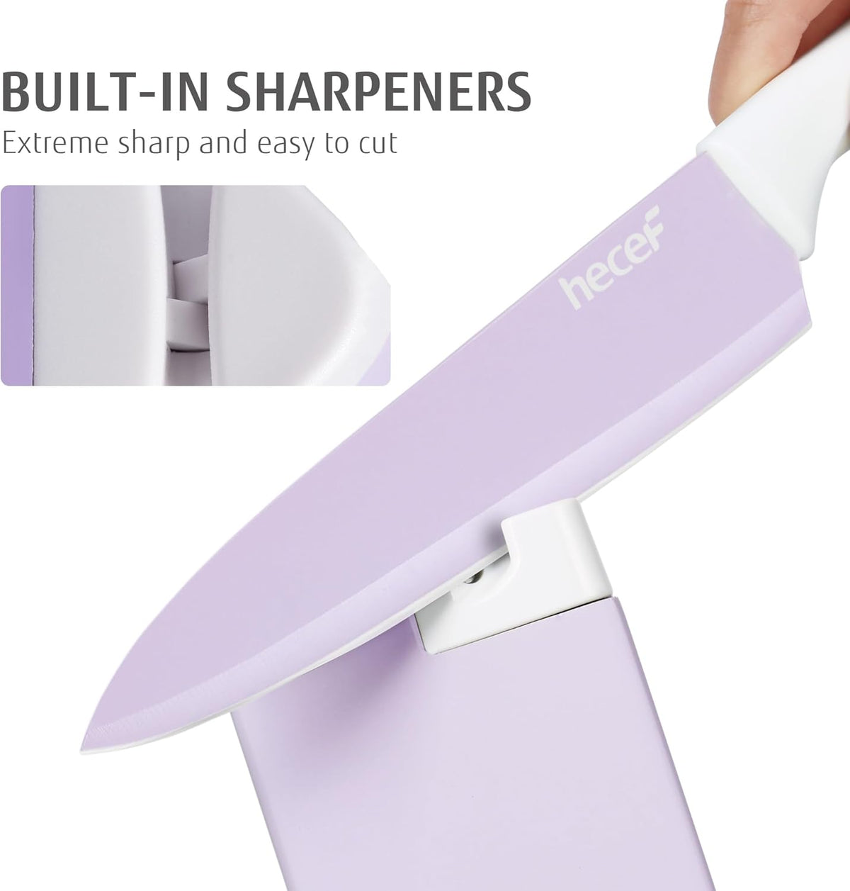 15 Pieces Kitchen Knife Set with Built-in Sharpening Wooden Block, Dishwasher Safe, High Carbon Stainless Steel Knife Block Set with Steak Knives, Kitchen Scissors, Hot Pink