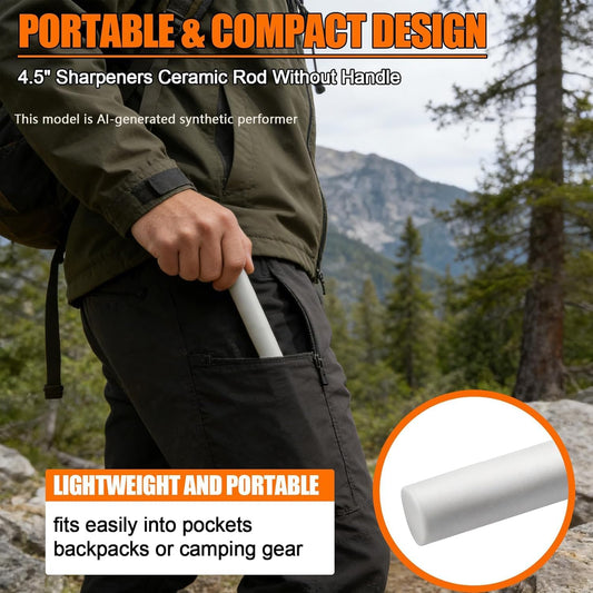 4.5" Sharpeners Ceramic Rod Without Handle, Pocket Knife Sharpener | ,Cylindrical Sharpening Stone Whetstone, Ceramic Honing Rod，for Kitchen Knives, Pocket Knives, Scissors