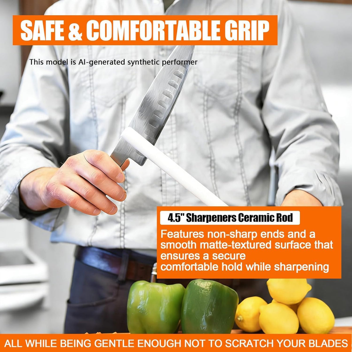 4.5" Sharpeners Ceramic Rod Without Handle, Pocket Knife Sharpener | ,Cylindrical Sharpening Stone Whetstone, Ceramic Honing Rod，for Kitchen Knives, Pocket Knives, Scissors