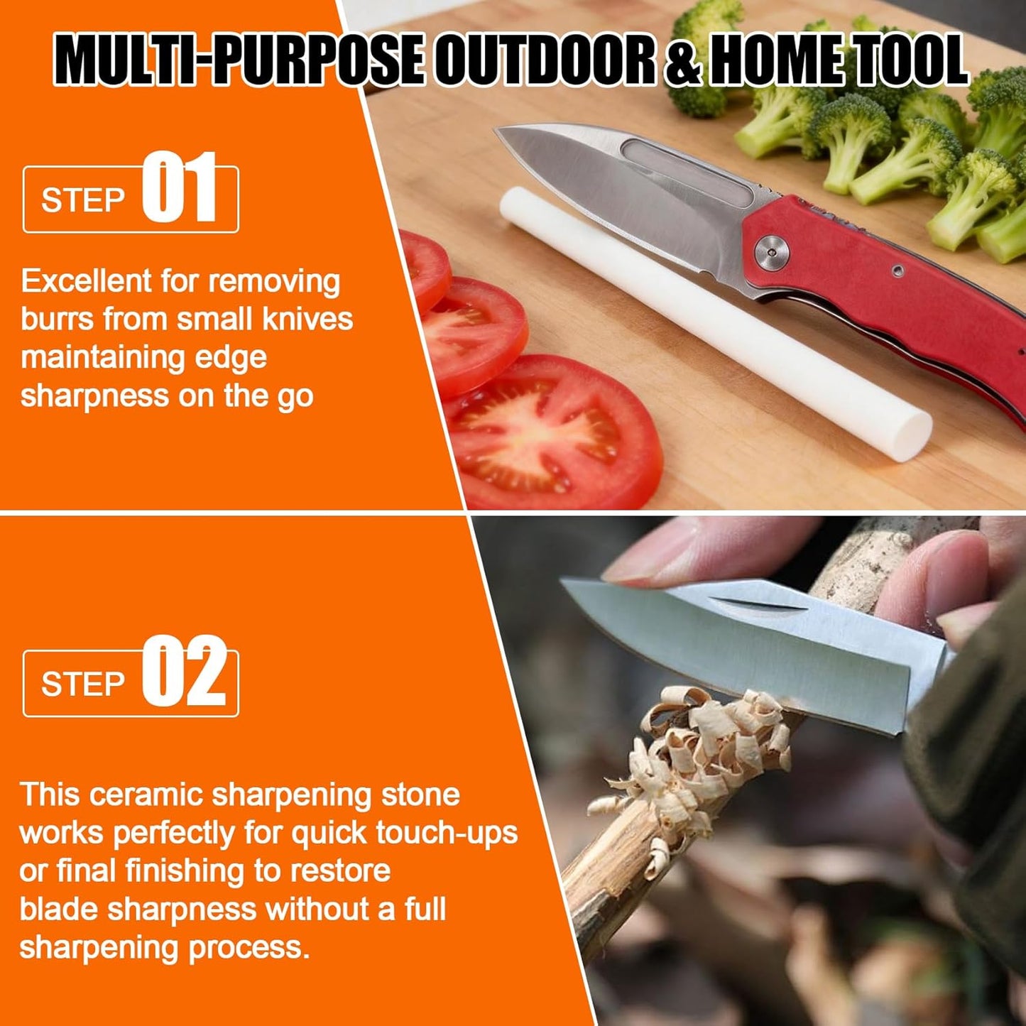 4.5" Sharpeners Ceramic Rod Without Handle, Pocket Knife Sharpener | ,Cylindrical Sharpening Stone Whetstone, Ceramic Honing Rod，for Kitchen Knives, Pocket Knives, Scissors