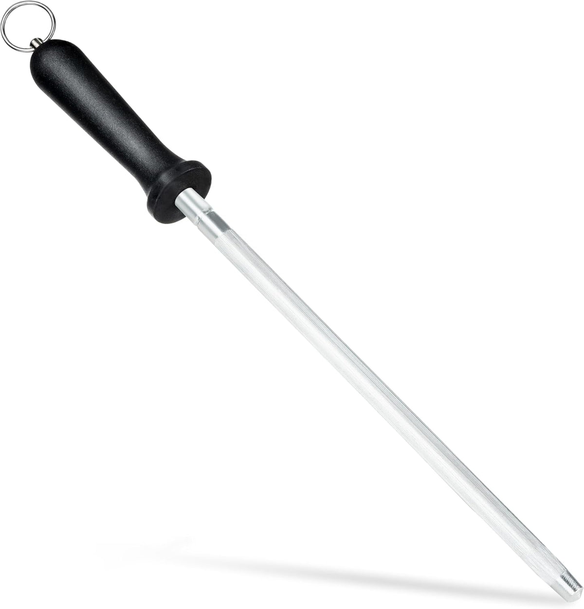 Knife Sharpener Rod, Kitchen Knives Sharpener Carbon Steel Professional Knife Sharpening Steel, Honing Rod with Hanging Holes (13 inches), N