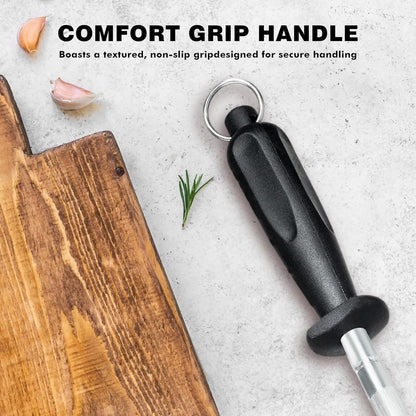 Knife Sharpener Rod, Kitchen Knives Sharpener Carbon Steel Professional Knife Sharpening Steel, Honing Rod with Hanging Holes (13 inches), N