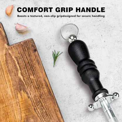 Knife Sharpener Rod, Kitchen Knives Sharpener Carbon Steel Professional Knife Sharpening Steel, Honing Rod with Hanging Holes (13 inches), N