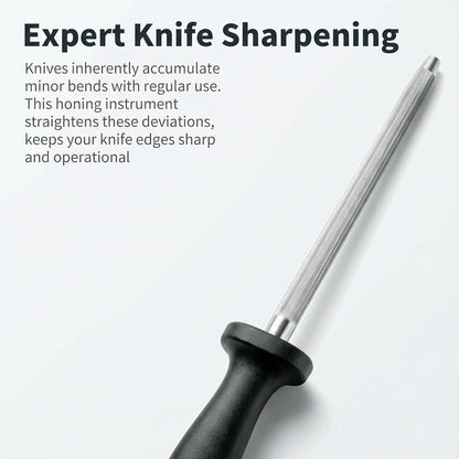 Knife Sharpener Rod, Kitchen Knives Sharpener Carbon Steel Professional Knife Sharpening Steel, Honing Rod with Hanging Holes (13 inches), N