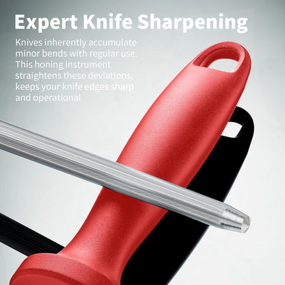 Knife Sharpener Rod, Kitchen Knives Sharpener Carbon Steel Professional Knife Sharpening Steel, Honing Rod with Hanging Holes (13 inches), N