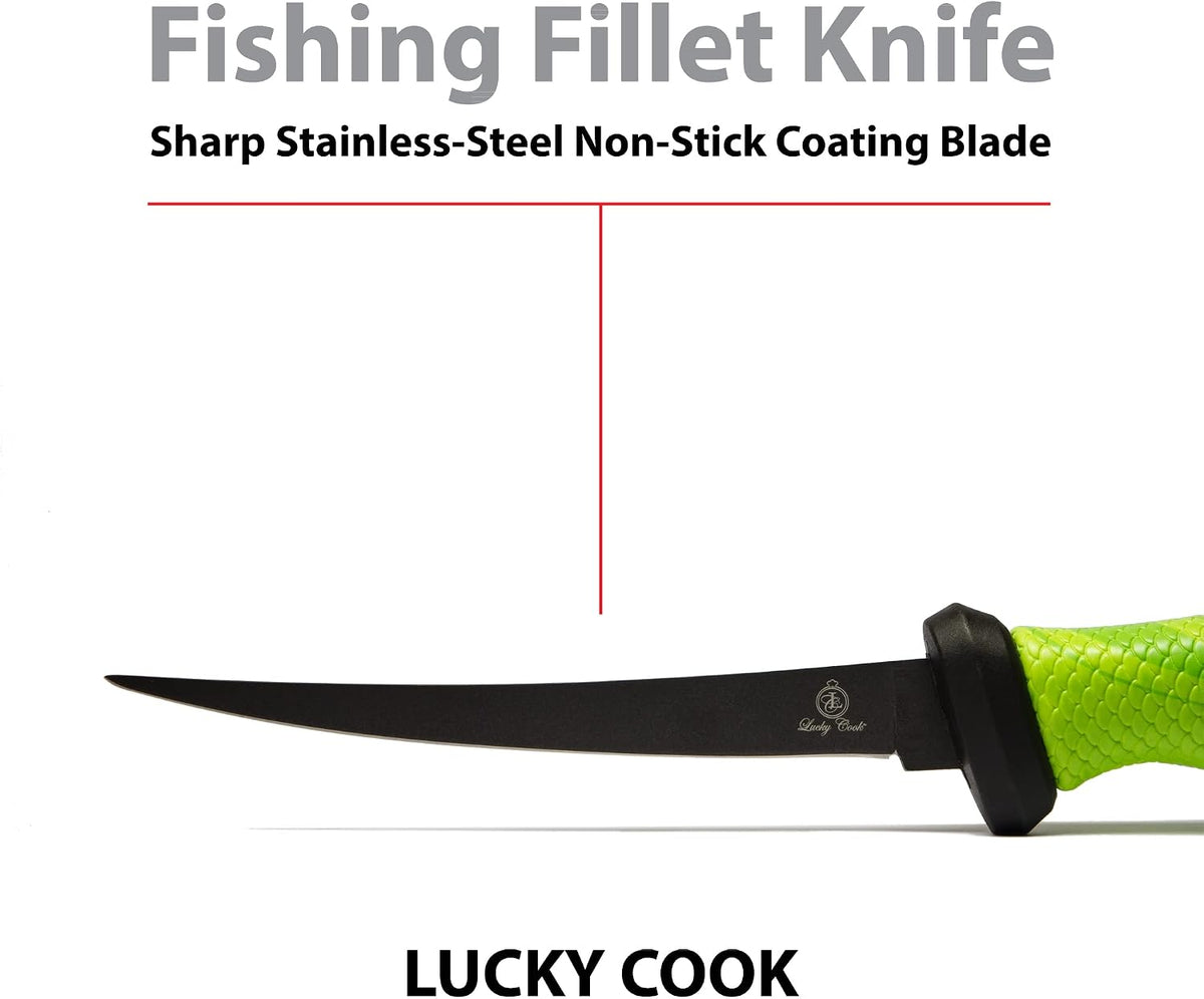 Sharp Curved Fish Fillet Knife 6.5 inch, Flexible Thin and Sturdy Knife with Ergonomic Handle